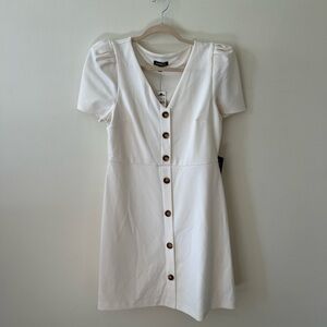 Express White Button-Front Mini Dress